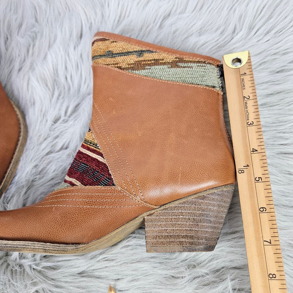 Sbicca Ankle Boots 7 Tan Leather Embroidered Tribal Boho Western Festival Desert - Picture 13 of 13